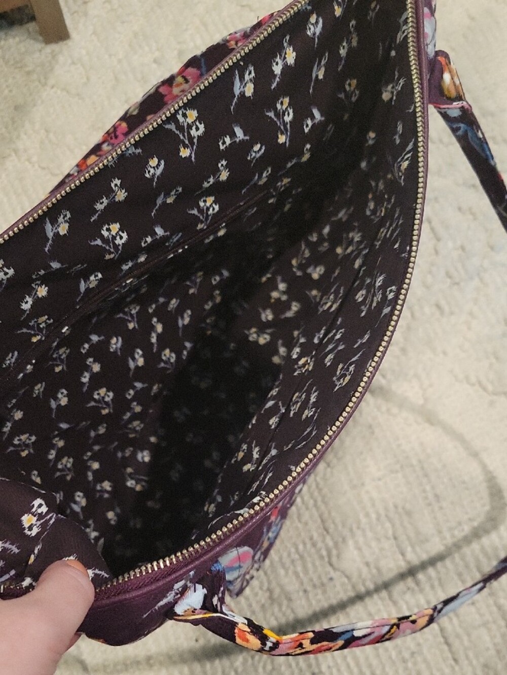 Vera Bradley Plum Floral Quilted Shoulder Tote - Picture 3 of 5